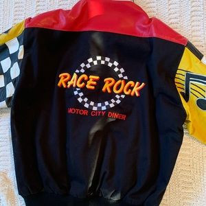 Mens Race Rock leather and heavy cotton coat